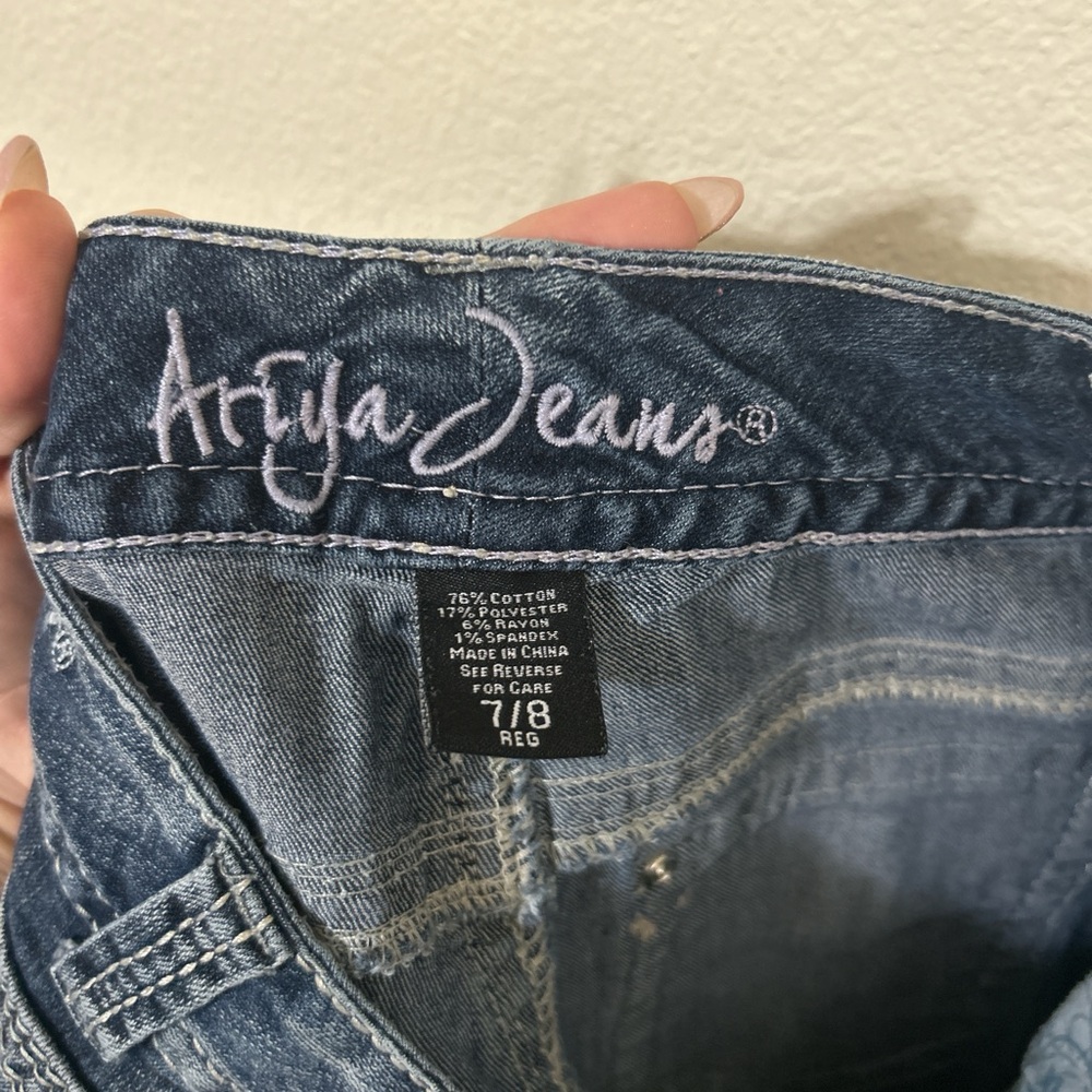 Y2K Low Rise Ariya Bootcut Jeans w/ Rhinestone Studded Pockets | Size 7/8 Reg - Picture 2 of 7